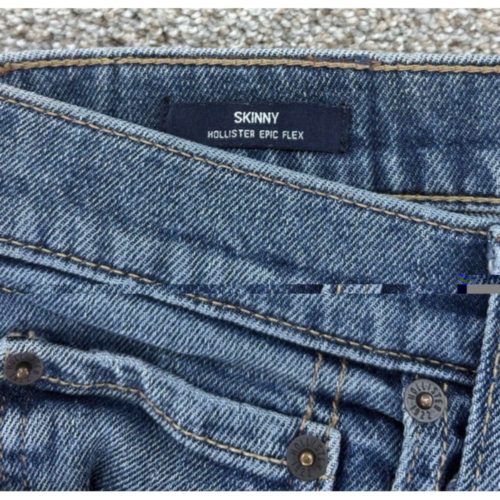 Hollister Epic Flex Skinny Jeans Mens 31x32 (Fits 32x31) Blue Rip & Repair Wash - Picture 5 of 11